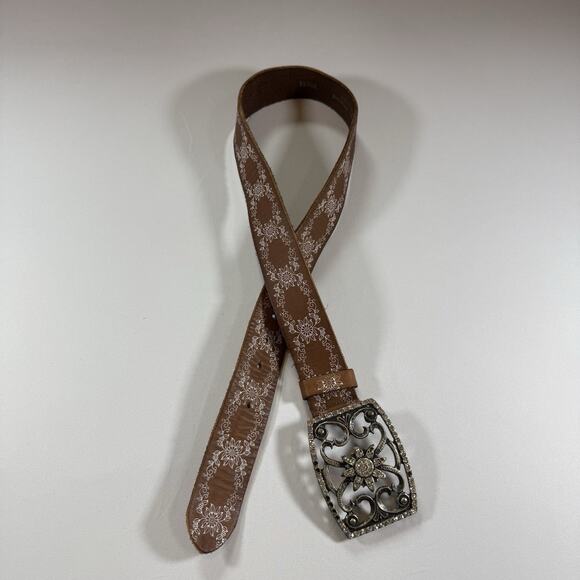 Vintage Western Leather Rhinestone Cowgirl Boho Belt - Silver, Black Wms S - Picture 4 of 10